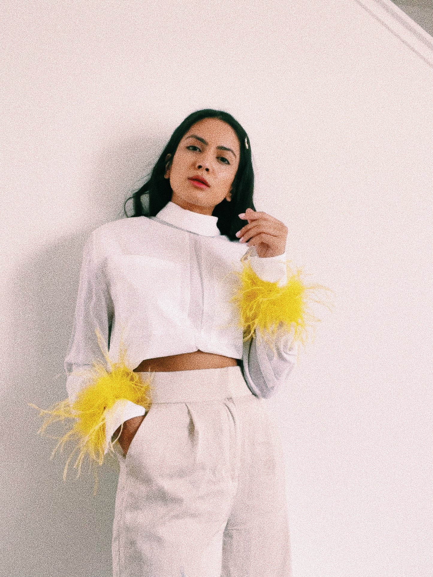 YELLOW Feather cuffs