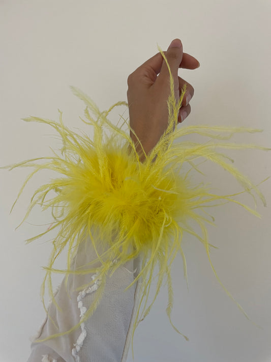 YELLOW Feather cuffs