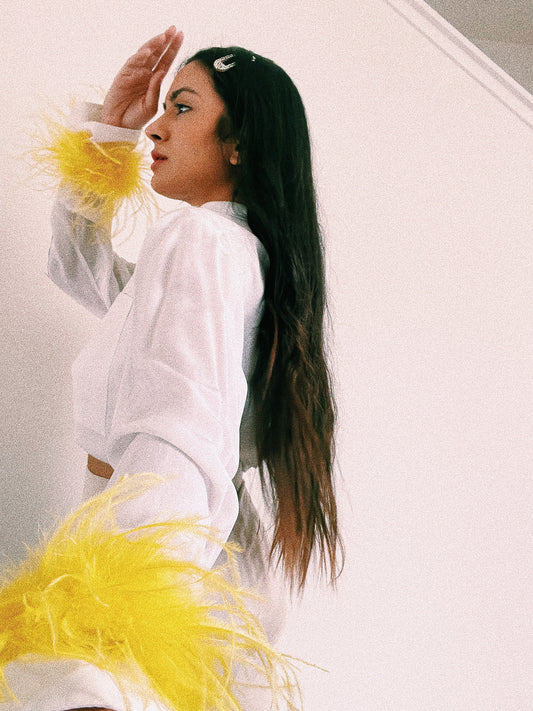 YELLOW Feather cuffs