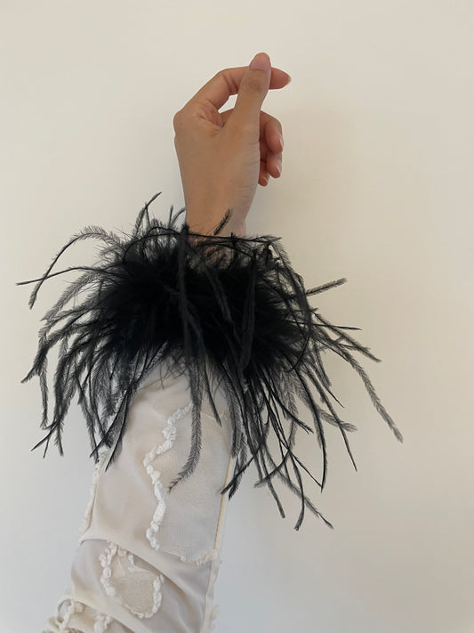 BLACK Feather Cuffs