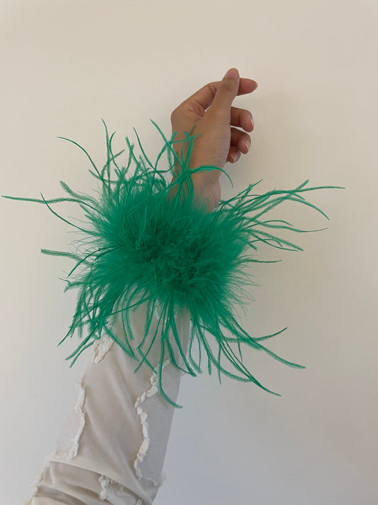 GREEN Feather Cuffs